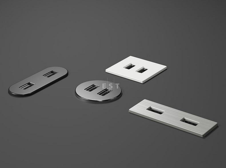 ASA 06029P00005 Nabíjecí HUB vestavný VERSAPICK, 2xUSB 5V (typ A), 42x42mm, čtvercový, plast, stříbrná ASA 06029P00005 Nabíjecí HUB vestavný VERSAPICK, 2xUSB 5V (typ A), 42x42mm, čtvercový, plast, stříbrná